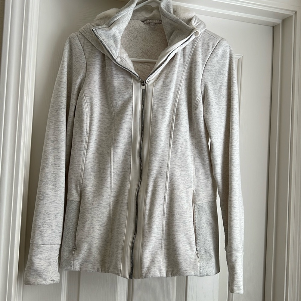 Athleta Women’s Heather Cream Sweat Jacket, Size Small